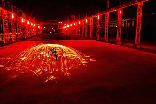 spazio mil lighted red lights at night milan